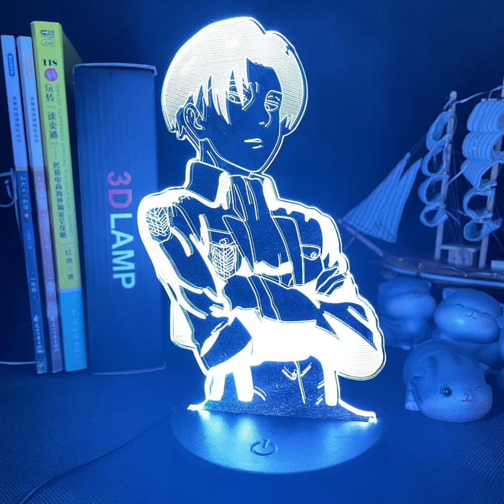 Akril namizne Svetilke Anime Napad na Titan za Sobi Doma Dekor Svetlobe Kul Fant Otrok Darilo Kapetan Levi Ackerman Slika Noč Svetlobe
