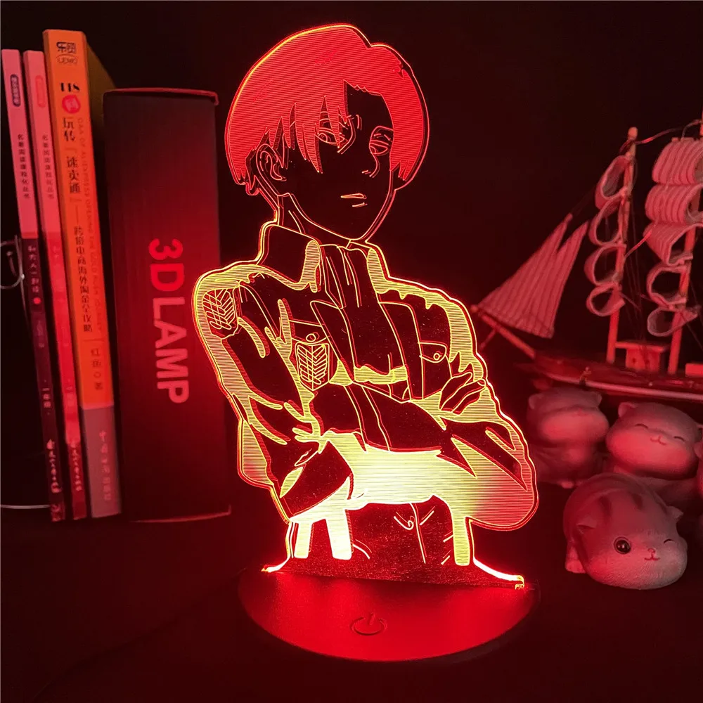 Akril namizne Svetilke Anime Napad na Titan za Sobi Doma Dekor Svetlobe Kul Fant Otrok Darilo Kapetan Levi Ackerman Slika Noč Svetlobe