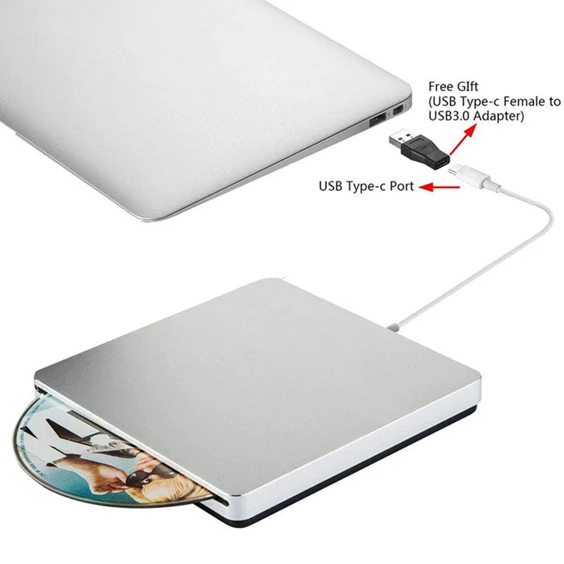 Zunanji DVD-Jev Pogon Tip-C Optični Disk Slim Slot-v CD/DVD +/- RW Gorilnika USB C Superdrive za Mac/Okno