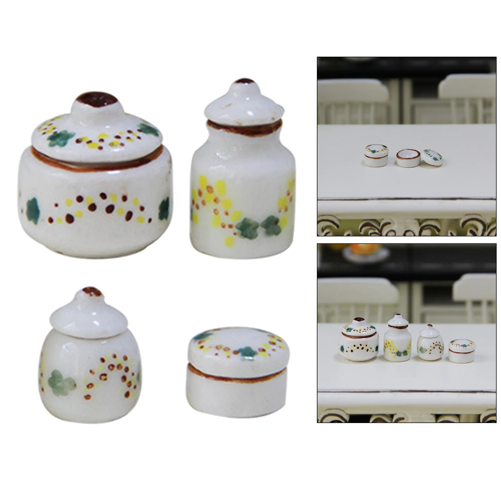 1:12 Lutke Hiša Mini Belega Porcelana Lonci Pločevinke Kuhinja, Začimbe Jar, Kitajska