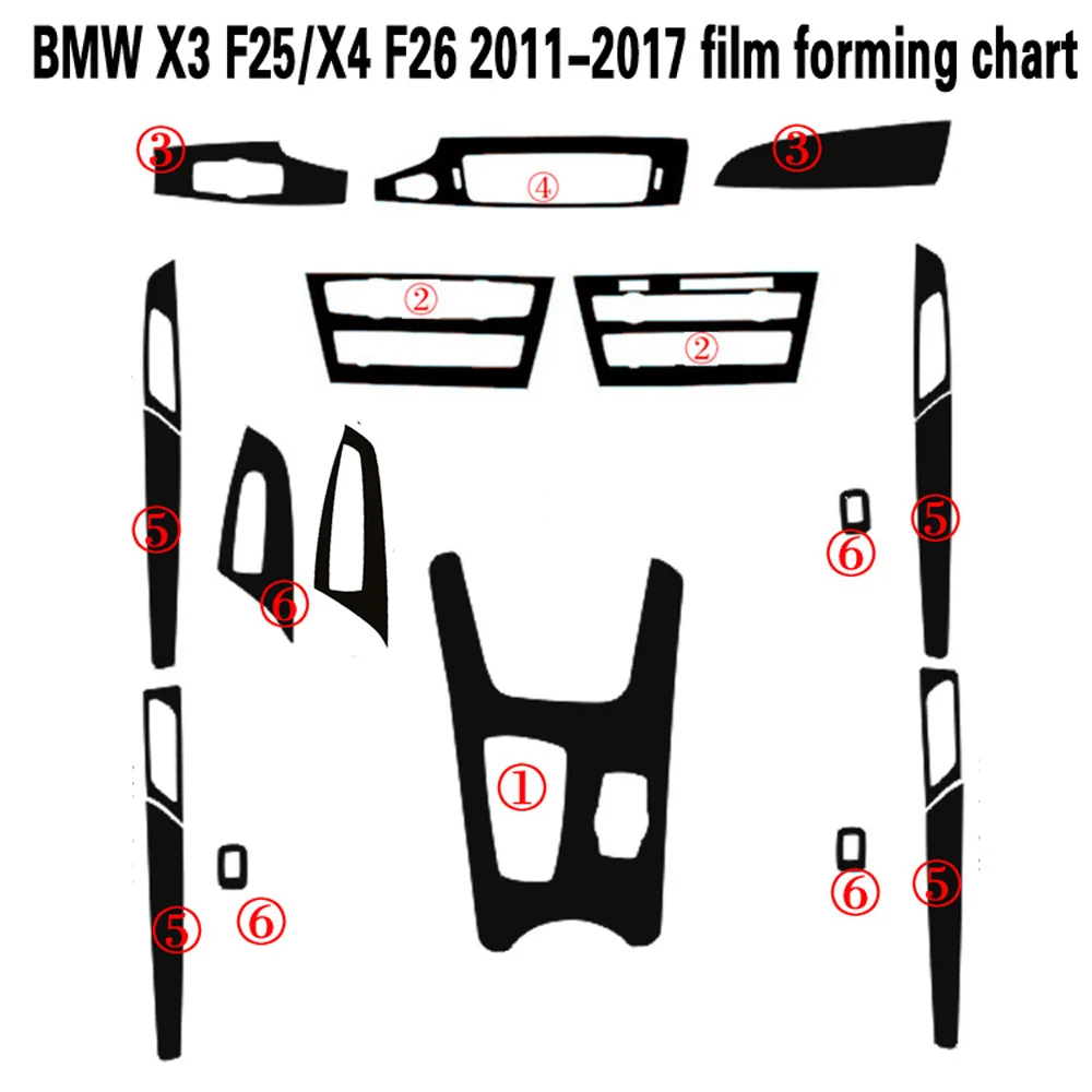 Za BMW X3 F25 X4 F26 2011-2017 Notranje zadeve Centralni Nadzorni Plošči Vrata Ročaj iz Ogljikovih Vlaken Nalepke Nalepke Avto styling Accessorie