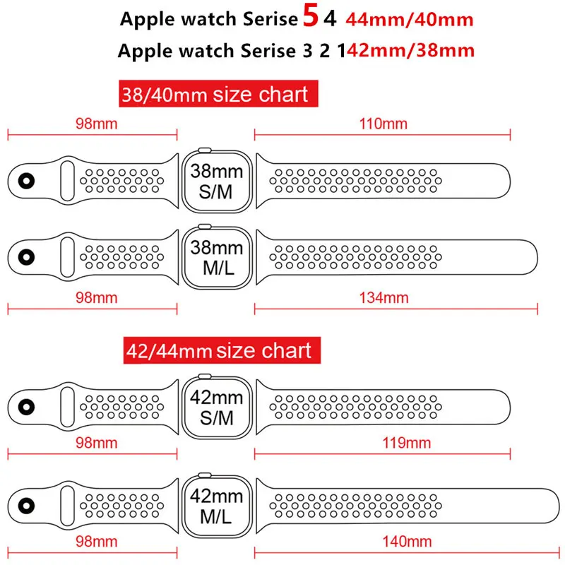 Silikonski Trak Za Apple Watch Band 44 mm 40 mm 42mm 38 mm Dihanje Šport zapestnica Apple watch 6 Trak iWatch serije 5 4 3 se