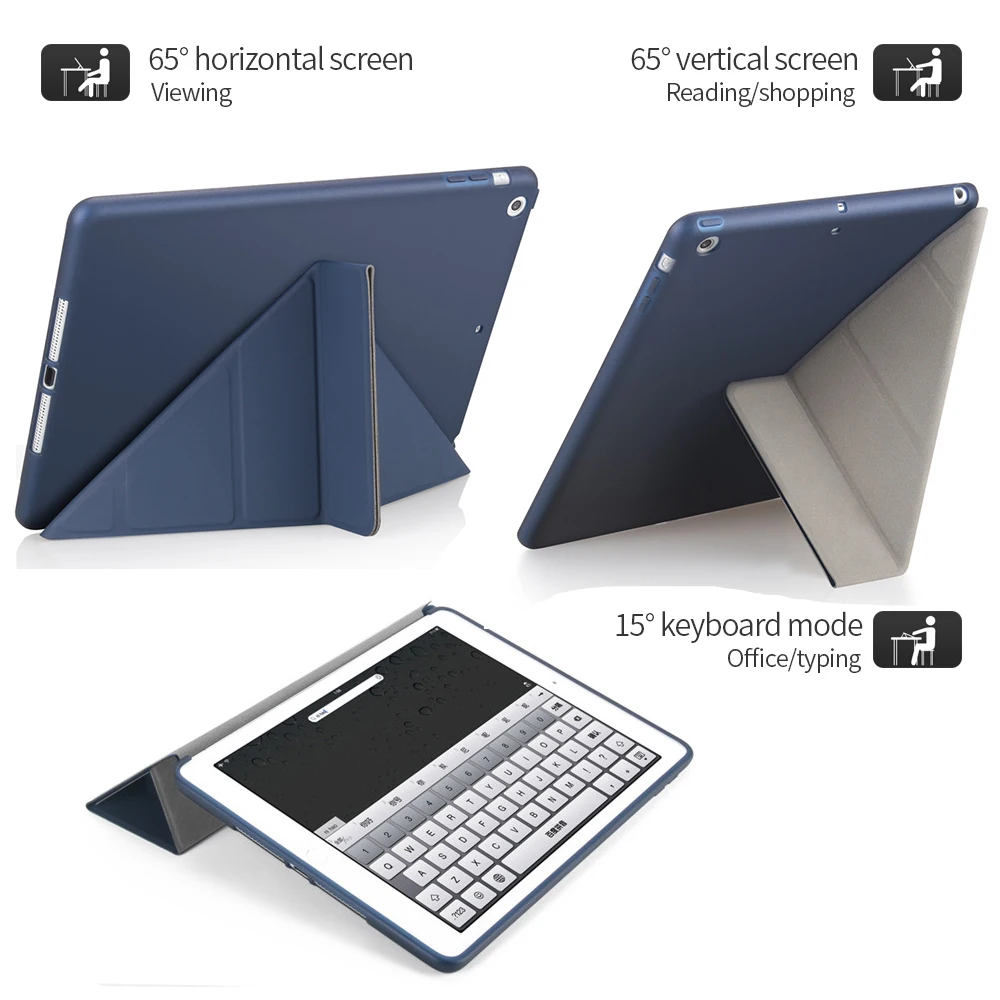 Ohišje Za zrak 2 1 primeru iPad 5. in 6. Generacije za 10.2 2020 2019 zraka 4 PU Smart Cover Primerih Magnet Zbudi Spanje Tablet Primerih