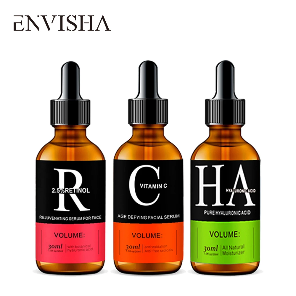 ENVISHA 2.5% Retinol Serum Proti gubam za Obraz Bistvo Vitamin E Hialuronska Kislina Pomlajevalno Serum Zmanjšuje Fine Linije za Nego Kože