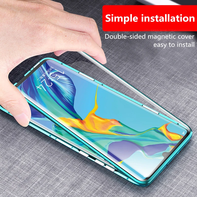 360 Popolno Zaščito Magnetni Kovinsko Ohišje Za Samsung Galaxy Note 8 9 10 S10-5G S8 S9 S10 Plus Dvojno stranicami, Kaljeno Steklo Pokrova