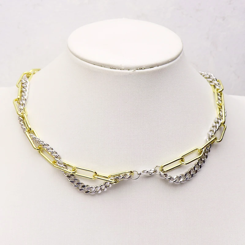 5 Sklop Punk verige ogrlica za ženske ogrlica Dvojne verige link hip pop ogrlica modni nakit verige 9799