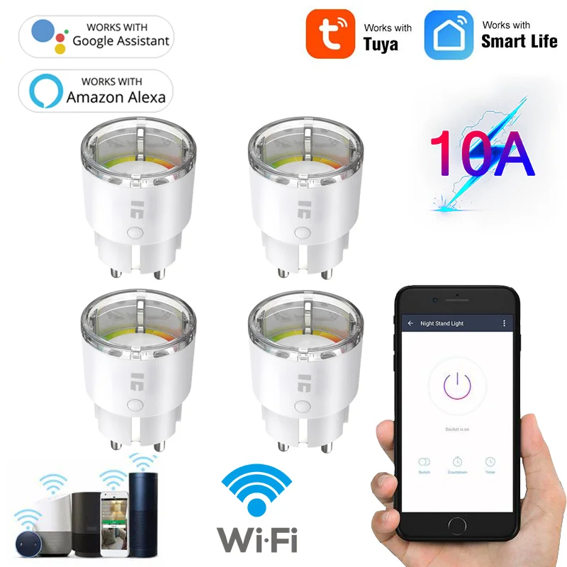 5Pcs WiFi Smart Plug 10A Z Vtičnico Power Energy Monitor EU Plug Tuya Smart Življenje APP Nadzor Dela Z Alexa Google Pametni Dom