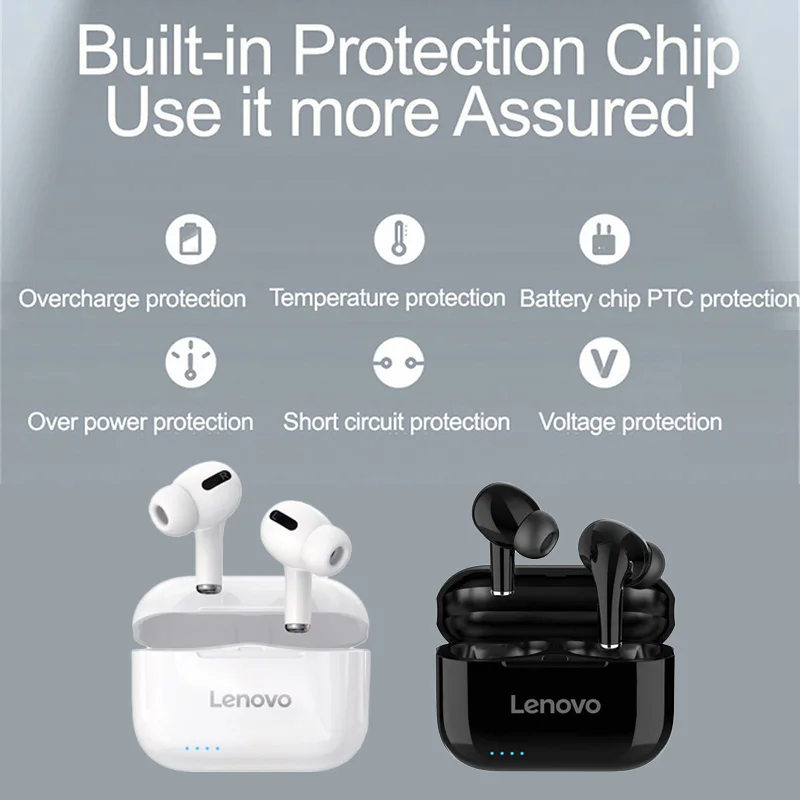 Original Lenovo LP1S Bluetooth 5.0 Brezžične Slušalke za V uho CVC Zmanjšanje Hrupa HI-fi Stereo Slušalke Touch Kontrole Za Vse Telefone