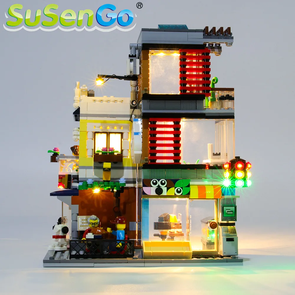 SuSenGo LED Luči komplet Za 31097 Ustvarjalca meščanski hiši, Pet Shop & Café , (Model Niso Vključene)