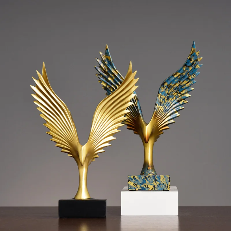 Evropski Orel Krila Abstraktno Kiparstvo Smolo Figur Urad Obrti Zlato Ornament Handcraft Model Poročno Darilo Doma Dekoracijo