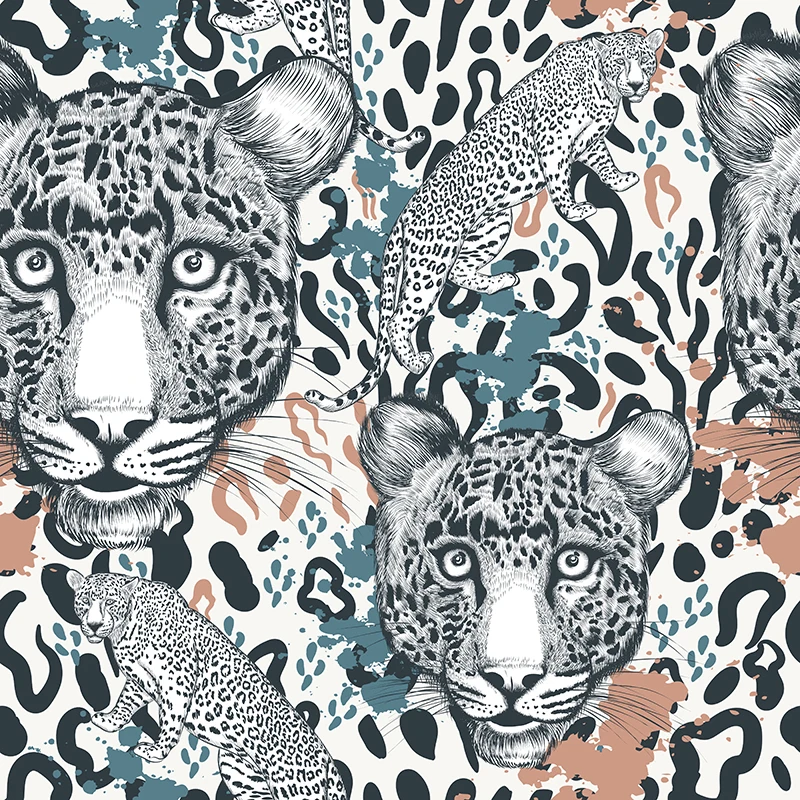 Poliester Saten tkanine z Žive živali za obleko po Meri, leopard vzorec Natisnjene Krpo Tanke Mozaik