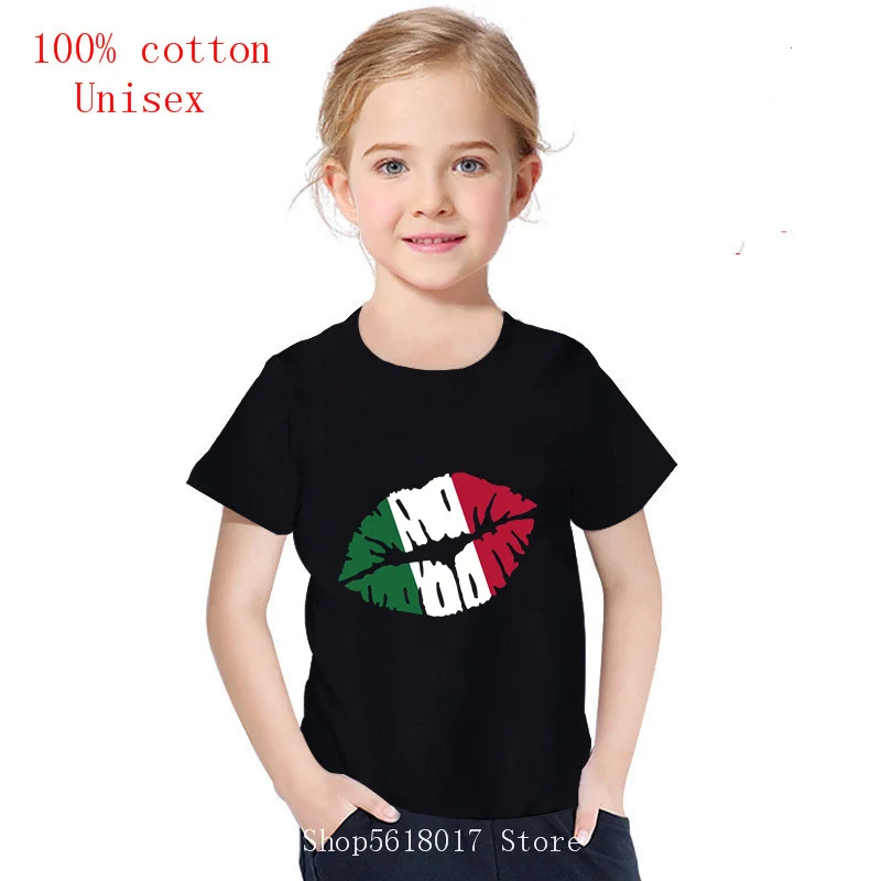 2021 Novo Modno oblikovanje Smešno Italija zastavo poljub Bombaž otroci oblačila Majica s kratkimi rokavi otroci oblačila dekleta 8 do 12 preprost moda Vrhovi Tee