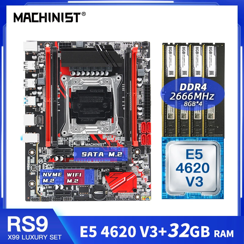 STROJNIK X99 Motherboard LGA2011-3 turbo Kombinirani Z Xeon E5 4620 V3 32GB 4*8G DDR4 Namizje RAM Set Komplet Mainboard X99-RS9