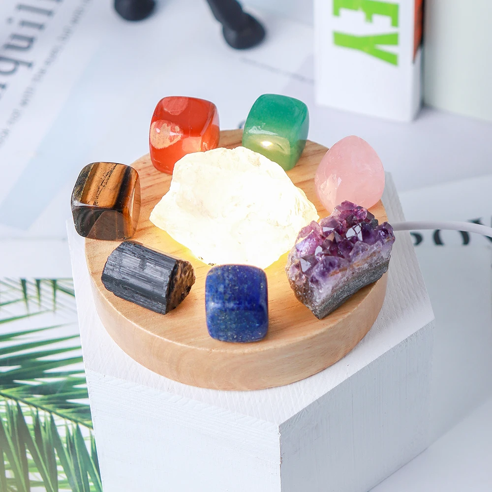 1Set Naravne crystal Sedem barve čakro Terapija Kamen Ametist gruče okova Doma Oprema za dekoracijo