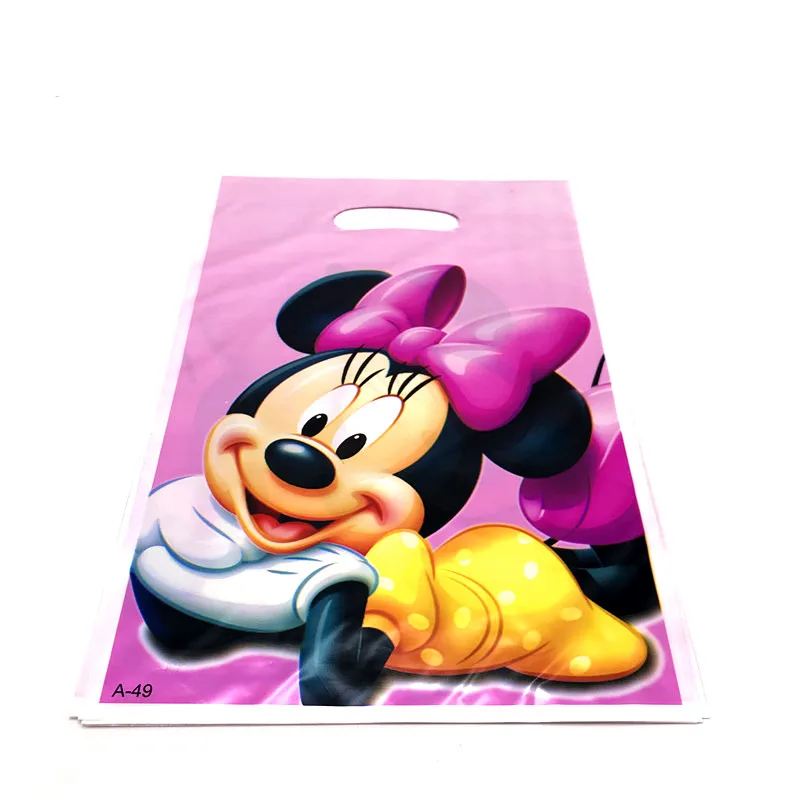 Dekleta Korist Disney Minnie Miško 6pcs Gand Dogodek za Enkratno uporabo Sladkarije, Prigrizki Vrečko Otrok Rojstni dan Risanka Plastično Vrečko Darilo Plen Vrečko