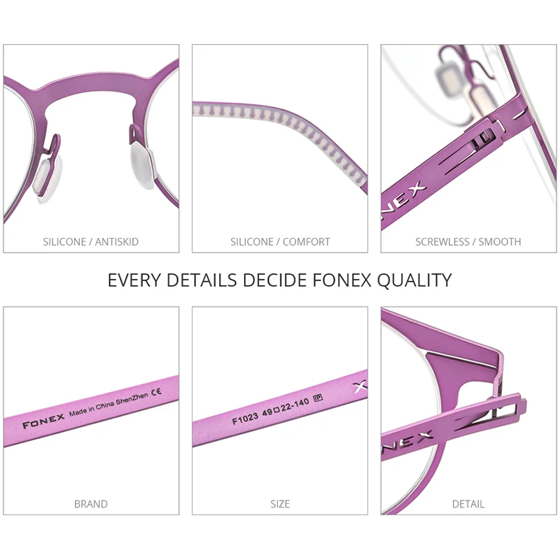 FONEX Zlitine Očala Okvir Moških Ultralahkih Ženske Okrogle Očala Retro Optični Okvir Recept korejski Brezvijačno Očala F1023