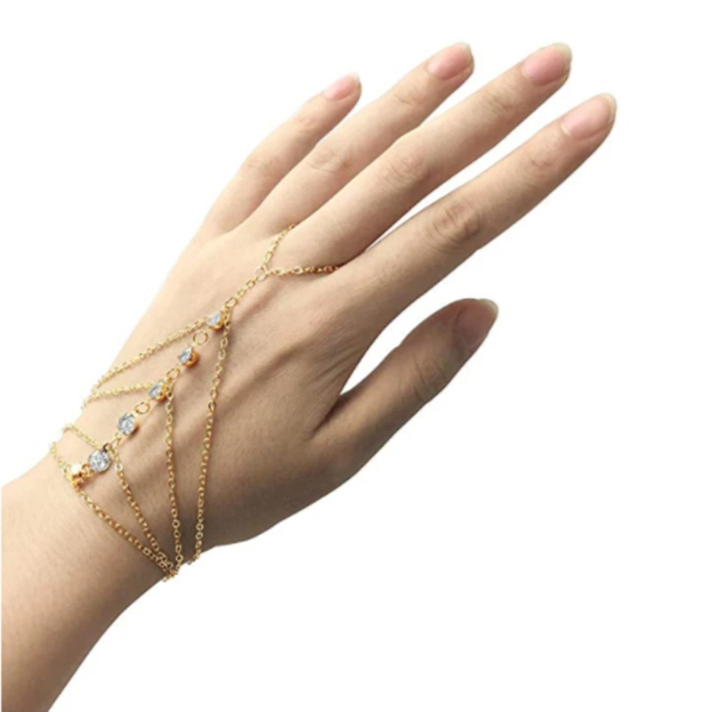 Moda Multi-layer Kristalno Prst Zapestnica Za Ženske Nosorogovo Zlata Barva Zapestnice & Bangles Darilo Stranka Nakit Trgovini