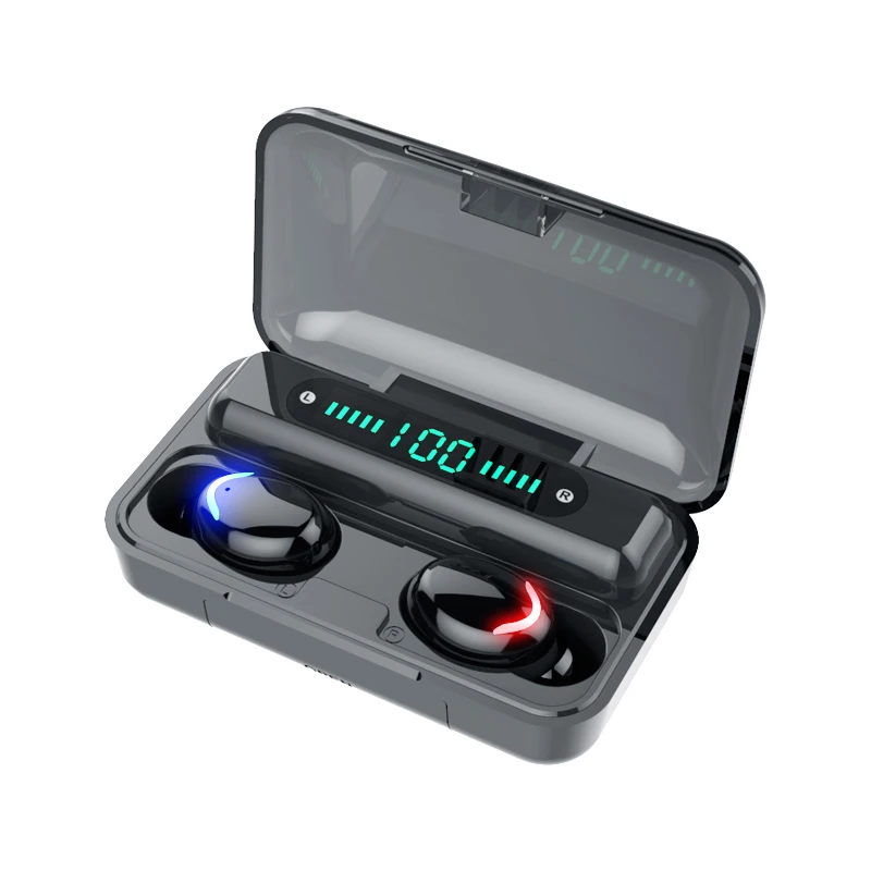 F9 Brezžične Slušalke Bluetooth5.0 Čepkov Nepremočljiva Globok Bas Slušalke Z Portable Power Bank Smart LED Zaslon Slušalke