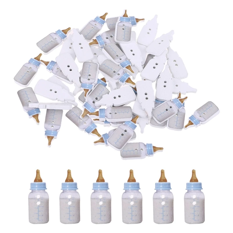 50 Kos Baby Steklenice Poslikana Gumbi 2 Luknje Leseni Gumbi za Obdelujete Šivanje Kartico, zaradi Česar Scrapbooking DIY Obrti