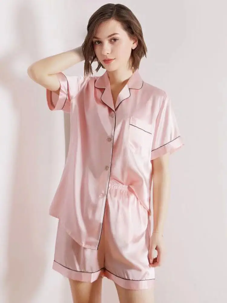 Pižame za ženske pižame Simulirani SVILE PAJAMA bo ustrezala Terno kratek rokav sleepwear dva-kos svile housewear