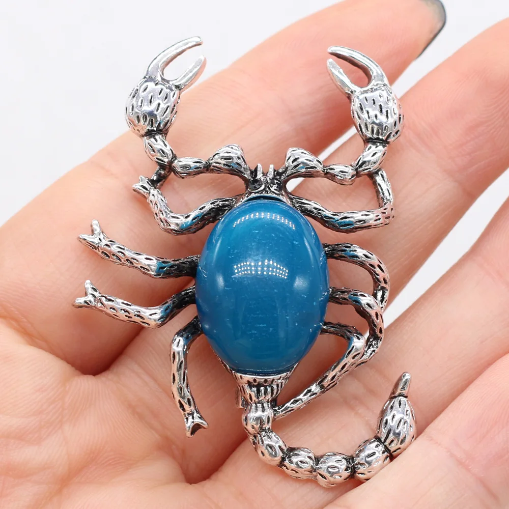 Moda Insektov Broške Naravnega Kamna Lapis lazuli Napetosti Nastavitev za Ženske Srčkan Scorpion Zlitine Broška Zatiči Nakit Darilo