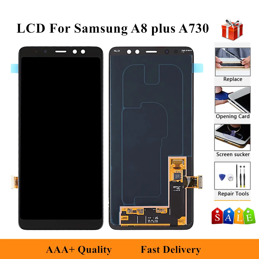 LCD Zaslon Za Samsung Galaxy A8 Plus 2018 A730 A8+ A730F A730F/DS A730X A730G, Zaslon na Dotik, Računalnike Skupščine