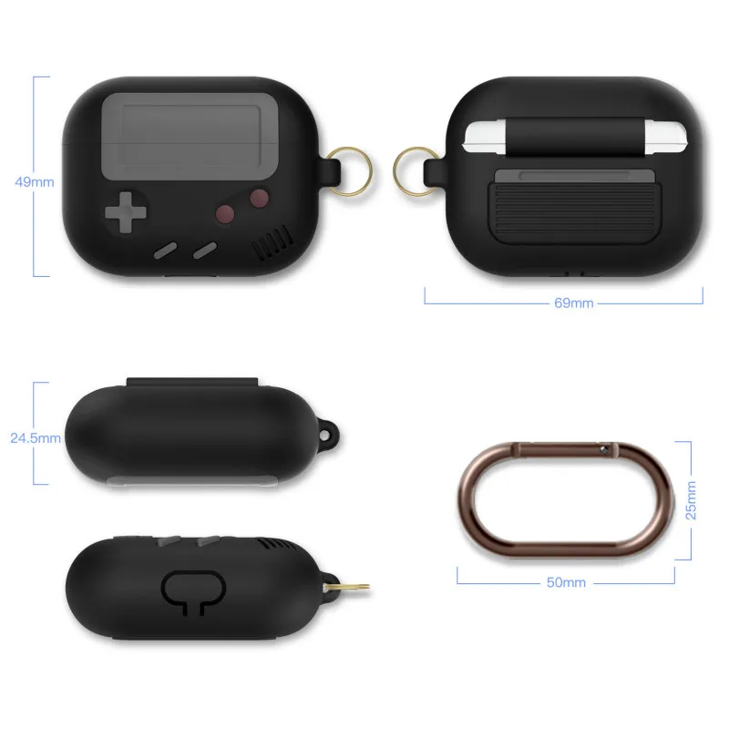 3D-Modni Retro Igre Slušalke Primeru Za AirPods Pro 1 2 Primera za Airpods Pro 1 2 Luštna Igra fant Silikonski Slušalke Kritje Keychain