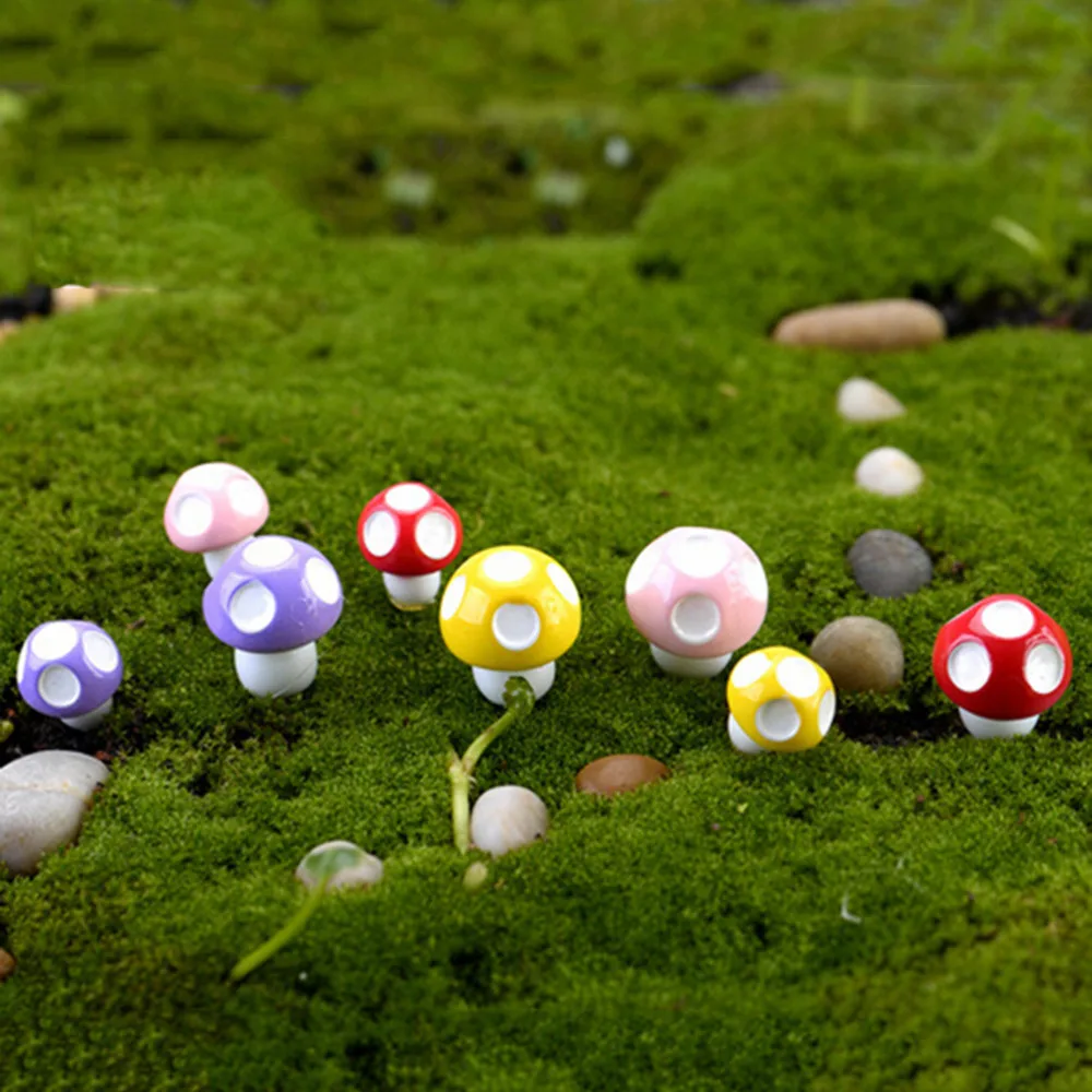 10PCS Mini Mushroom Vrt Ornament Smolo Obrti Okraski Gobe Terarija Figurice Pravljice Vrt Miniature Dekoracijo