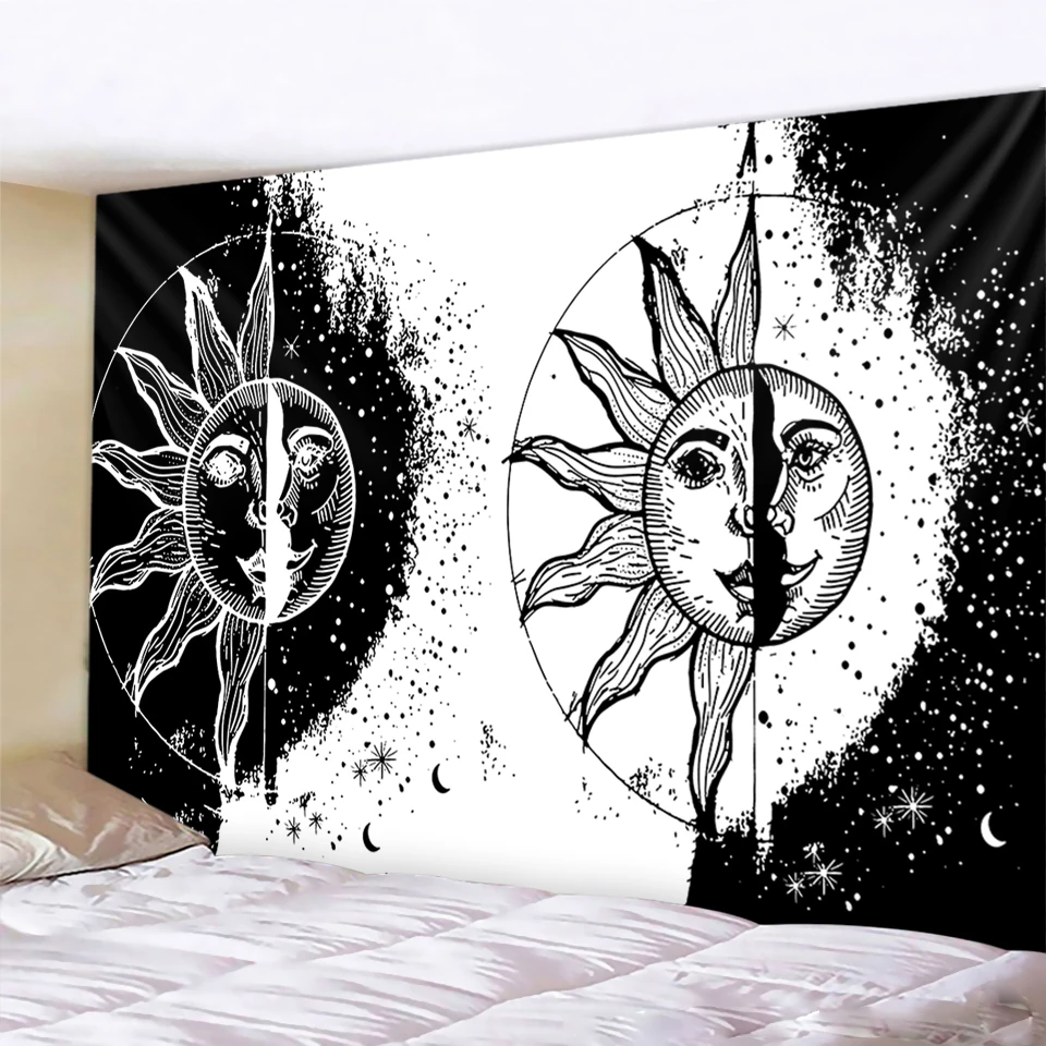 Črni in beli hudič tapiserija Mandala Hipi Bohemian dekoracija spalnica dekoracijo doma posteljo stanja čarovnice kavč odejo