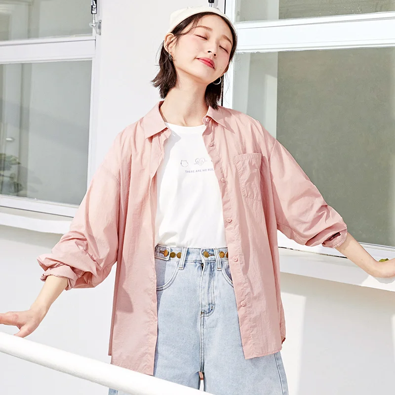 SEMIR Ženske Bluzo Novo 2021 Poletje zaščito pred soncem Dolg Rokav Shirt Design Občutek Hong Kong Slog Majice Vse-Ujemanje Oblačila