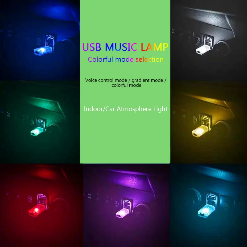 7-V-1 Avto USB Vzdušje Svetlobo Dotik Glasbe za Nadzor Mini LED Dekorativna Luč, Avto Okoljske Svetlobe Pisane Noč Svetlobe V Avto