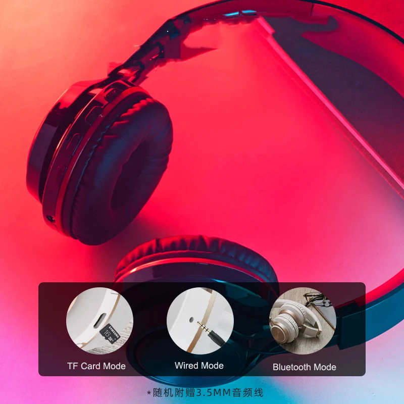 Zlato Brezžične Slušalke Bluetooth Zložljive Slušalke Stereo Slušalke Gaming Slušalke Podpira TF Kartice Z Mic Za PC telefon, Mp3