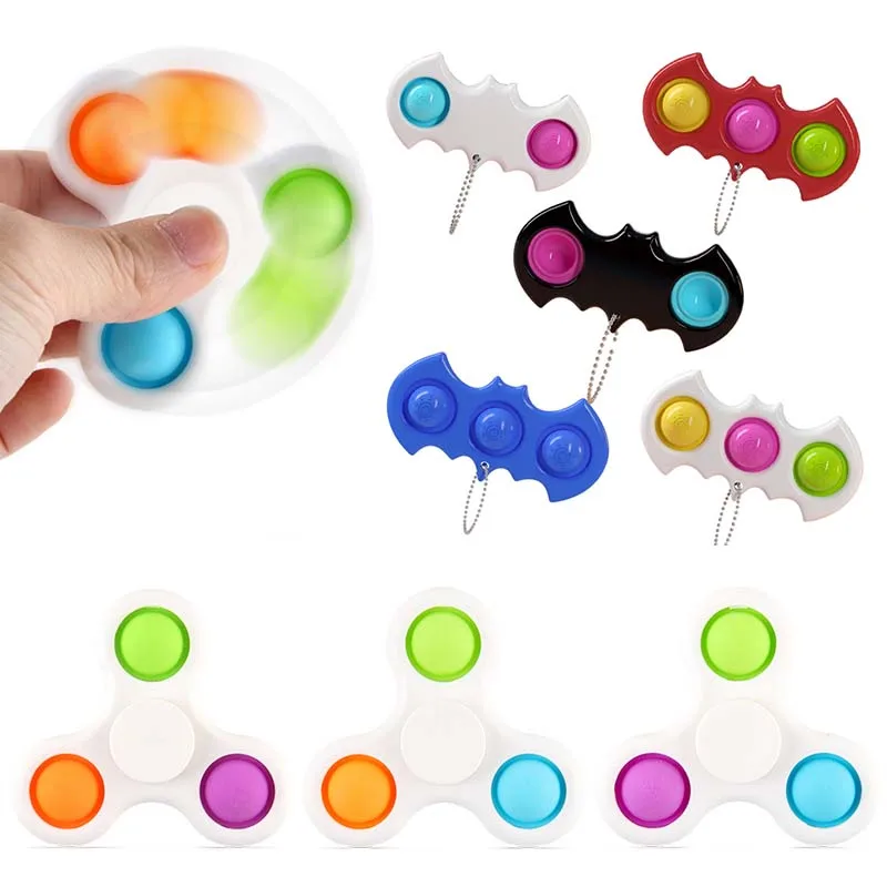 Novo Odraslih Silikonski Tlaka Fidget Preprost Jamico Igrača Keychain Otroci Multicolor Antistress Strani Senzorično Igrače Dropshipping