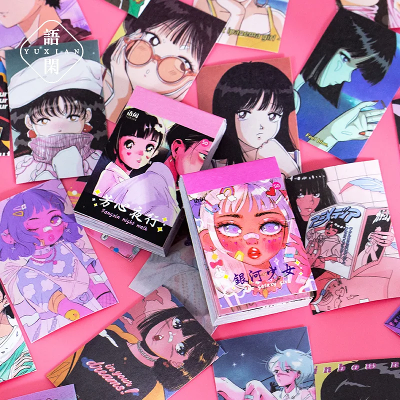50 kos/Set Kawaii Japonski Anime Dekle Tiskovine Nalepke Srčkan Dnevnik Načrtovalec Album Mobilni Telefon DIY Dekoracijo Nalepke