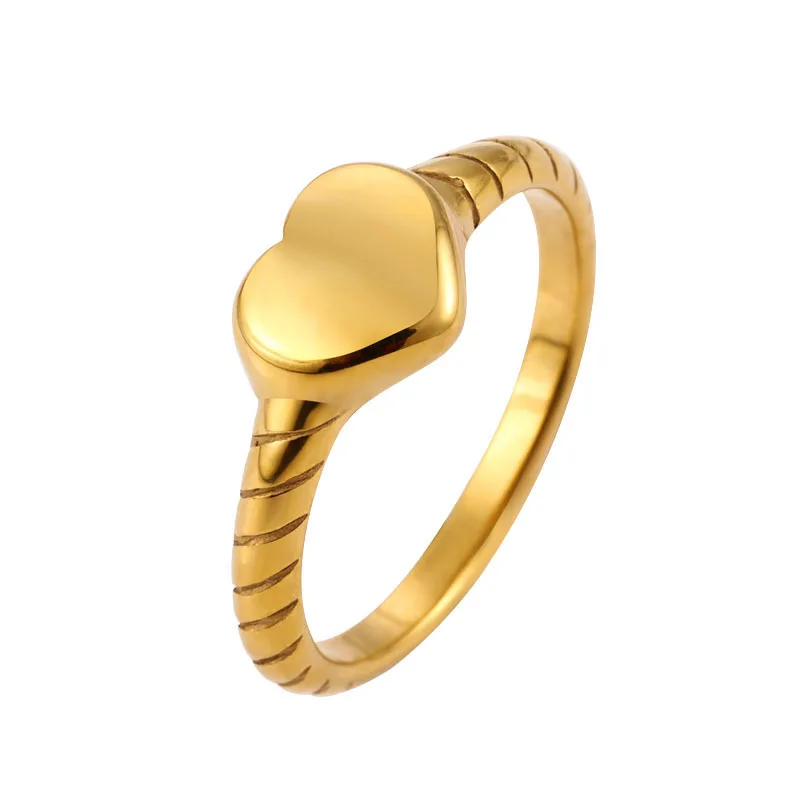Srce ljubezni Zlat pečatni mezinec obroč za ženske iz nerjavečega jekla, nakit za ženske modni 2021 debelo nekaj obroč