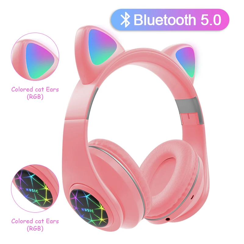 Luštna Mačka Slušalke Brezžične Slušalke Muisc Stereo Bluetooth Slušalke Z Mikrofonom Otrok, Hči Ročaji Očal Slušalke Darilo