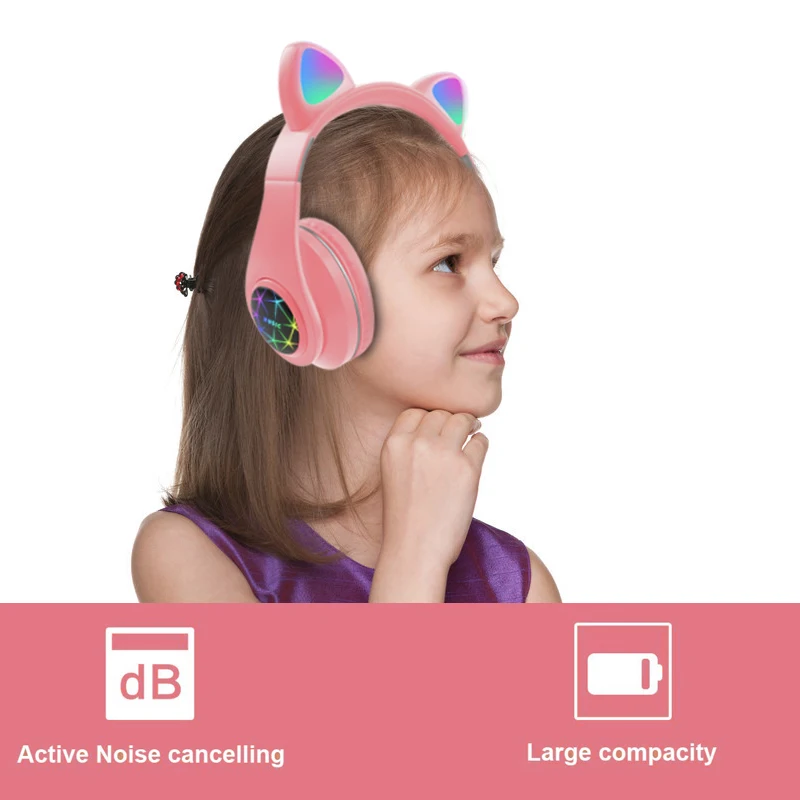Luštna Mačka Slušalke Brezžične Slušalke Muisc Stereo Bluetooth Slušalke Z Mikrofonom Otrok, Hči Ročaji Očal Slušalke Darilo