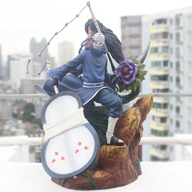 2Pcs/Set Narutofigure Akatsuki Ninja Fetters Gk Kip Model Uchiha Madara & Obito Pvc Zbirka Slika Igrače 34 cm