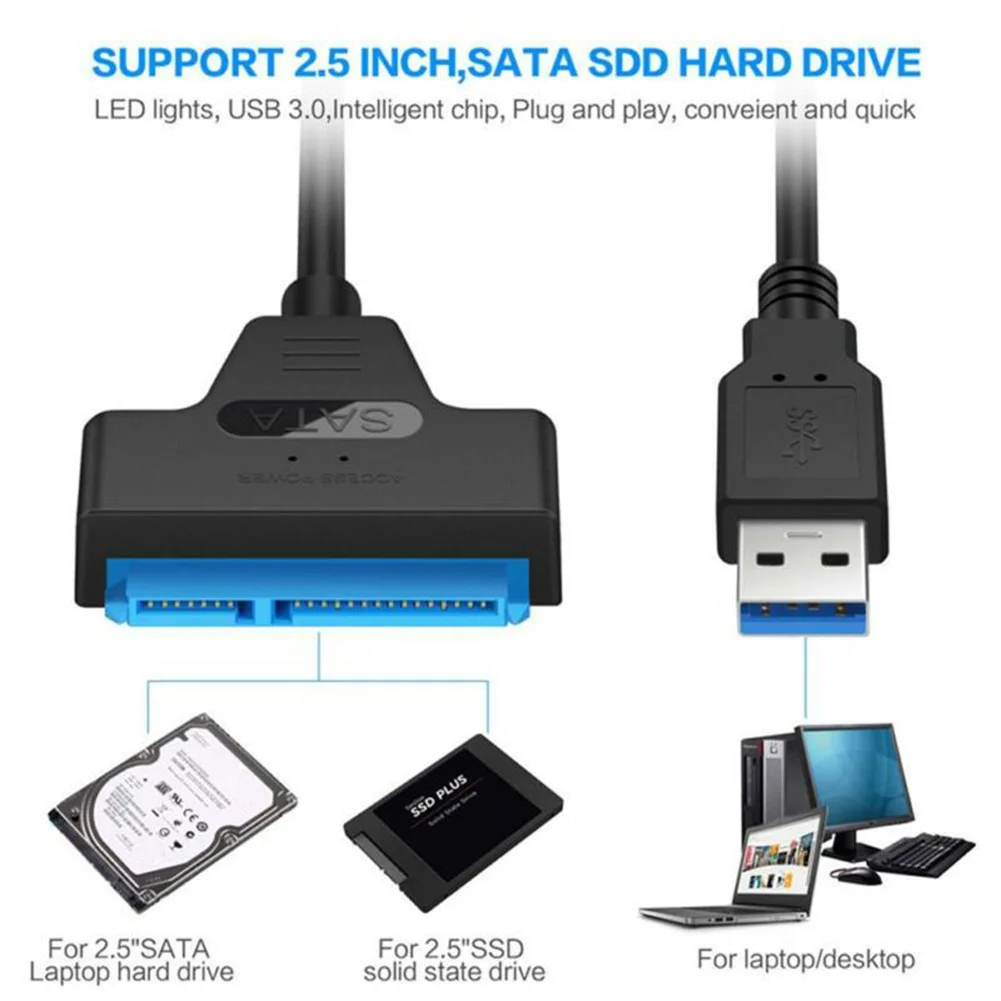 5Gbps USB 3.0, da SATA Kabel za 2.5-palčni HDD SSD Trdi Disk Zunanji Napajalni Kabel za Trdi Disk Adapter Kabel Priključite Adapter