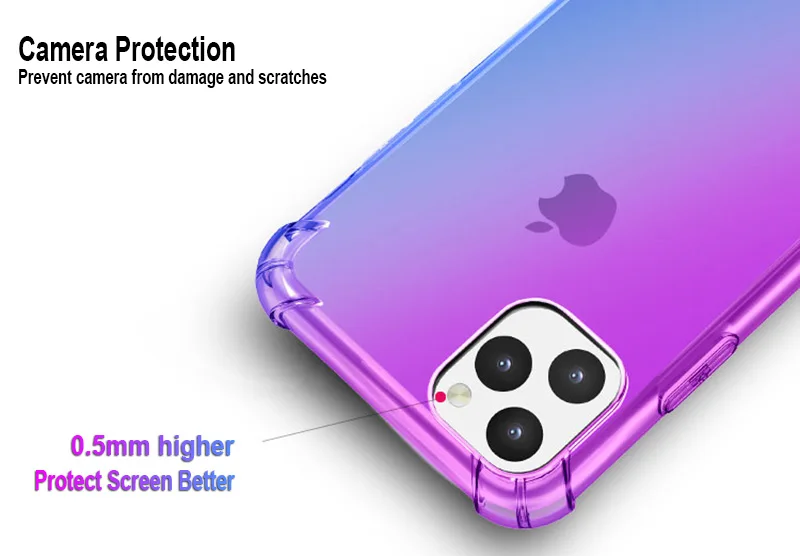 Moda Gradient Mavrica, zračna Blazina Telefon Primeru Za iPhone 11 Pro Max Jasno Dvojno Barvo Primeru Telefon Za iPhone 11 Pro Prozoren Pokrov