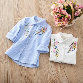 Baby Dekleta Bluzo majice Dolg Rokav Baby Toddler Otroci, Dekleta Obleke Cvet vezenje Poletje Pomlad Otrok Dekle Oblačila Vrhovi