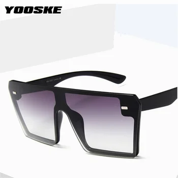 YOOSKE 2020 Prevelik Kvadratnih sončna Očala Ženske Luksuzne blagovne Znamke Design Enem Kosu Ravno Top Moških Odtenki Ogledalo UV400 Očala