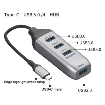 Tip C Hub Razdelilnik Vrata USB C SREDIŠČE za Prenosni računalnik Razširitvene Postaje Plug and play USB3.0 vmesnik Pretvornik za PC, Notebook, laptop Kabel
