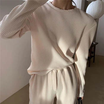 ZCSMLL Letnik Krog Vratu Naguban Ženske Vrhovi Dolgo sleeved Bluzo Koreja Moda 2021 Pomlad Poletje Barva