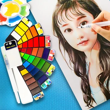 Prenosni Akvarel Kompleti 18/25/33/42 Barve, Zložljive Barve Nastavite Prostem Slikarstvo Umetnik Otroci