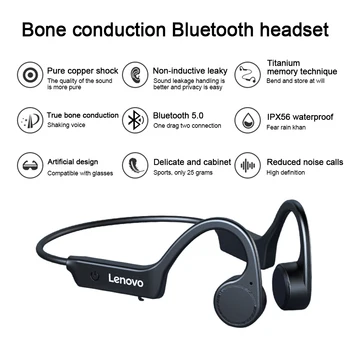 Lenovo X4 Kostne Prevodnosti Slušalke Brezžične Bluetooth 5.0 TWS Nepremočljiva Sweatproof Šport Teče Stereo Vratu Visi Slušalke