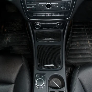 Ogljikovih Vlaken Avto sredinski Konzoli, Škatla za Shranjevanje Plošča Dekoracijo za Mercedes Benz CLA GLA Razred, da w117 W176 A180-2017