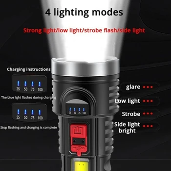 Novo P100 svetla LED USB Polnilne lahki Prenosni Zunanji 800M Vidno Svetilko, Baklo Ultra Svetla Pohodništvo