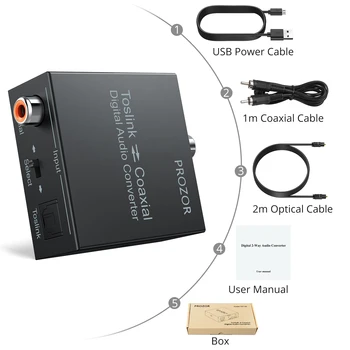 Prozor Bi-Directional Koaksialni, da SPDIF Toslink Optični Digitalni Audio Converter Cepilec za 5.1 CH Plug & Play z Kabel Toslink