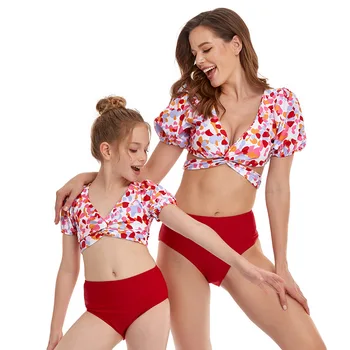 Ženske Seksi Telo Nastavite Kopalke Otroci Dva Kosa Kopalke Plus Velikost Bikini Komplet Plaža Obrabe, Plavanje Obleko Mama in Hči Kopalke